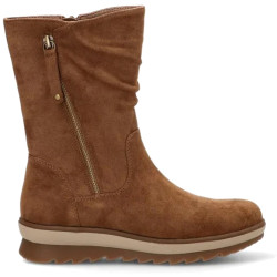 Botines planos ETIKA Camelia camel planas con cremallera y suela dentada para mujer - Querol online