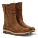 Botines planos ETIKA Camelia camel planas con cremallera y suela dentada para mujer - Querol online