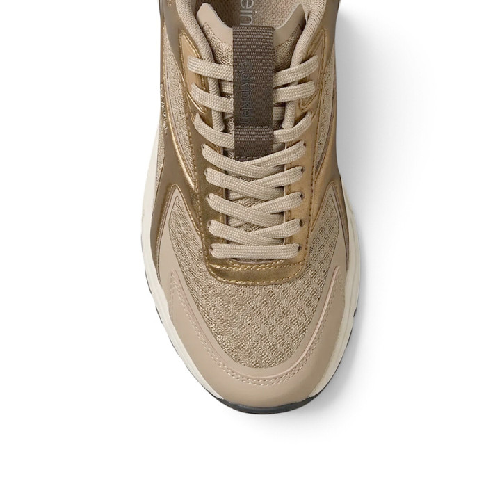 Zapatillas deportivas Calvin Klein Mesh Hike Runner Hybrid beige y doradas para mujer - Querol online