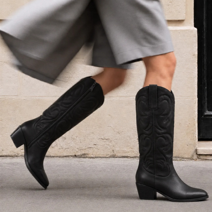 Botas tacón ETIKA camperas Valley negras con tacón para mujer - Querol online