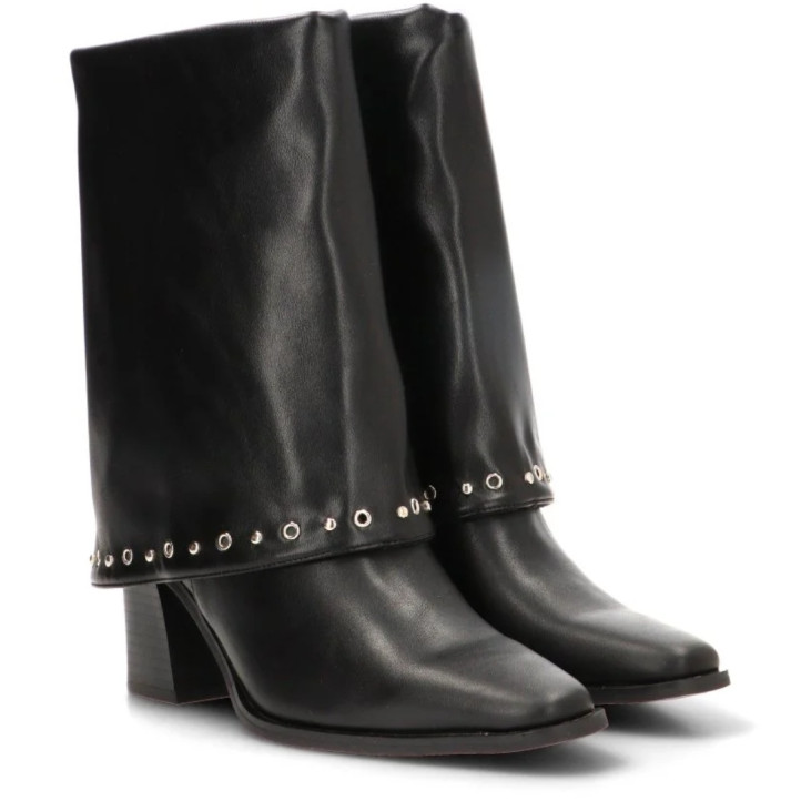 Botas tacón ETIKA Eternal negras con tacón y detalle de tachas para mujer - Querol online