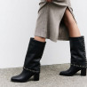 Botas tacón ETIKA Eternal negras con tacón y detalle de tachas para mujer