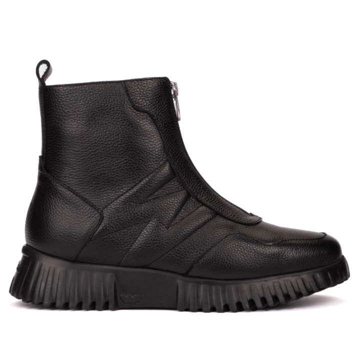 Botines Wonders FLEXFLY 25 botines de mujer negros de piel con cremallera frontal - Querol online