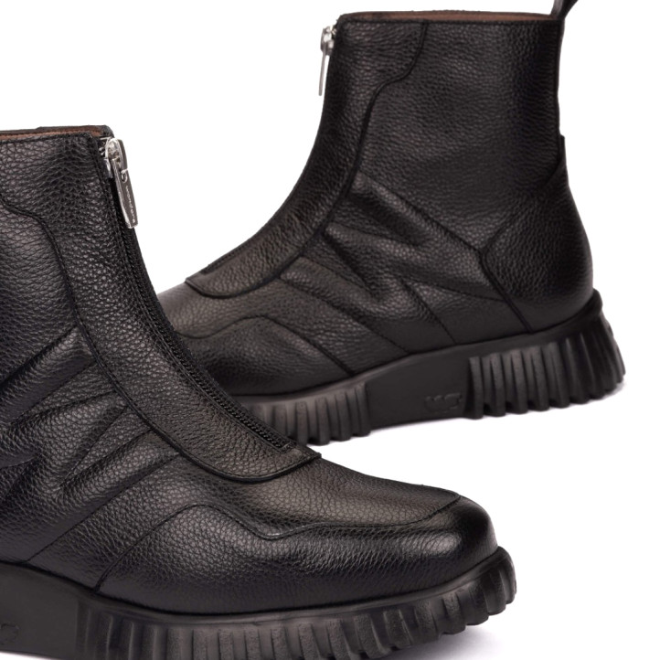 Botins Wonders FLEXFLY 25 botins de dona negres de pell amb cremallera frontal - Querol online