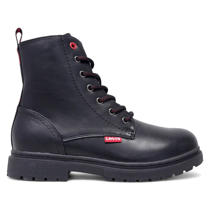 Botines planos Levi's Catherine negros con cordones y cremallera lateral - Querol online