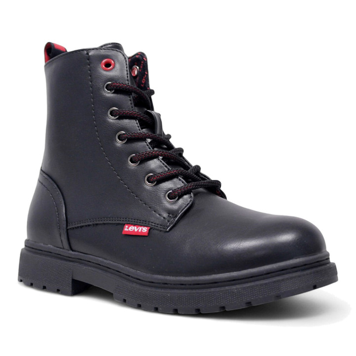 Botines planos Levi's Catherine negros con cordones y cremallera lateral - Querol online