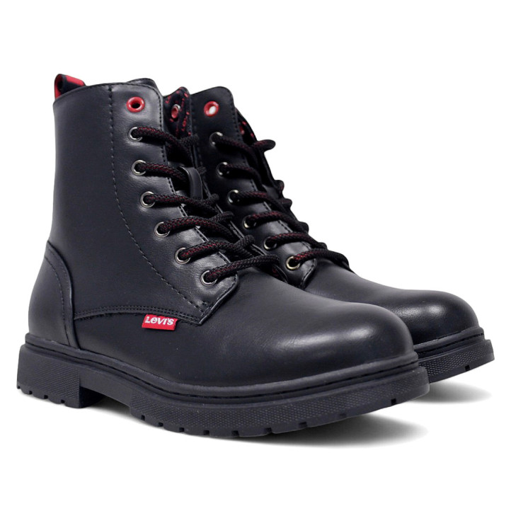Botines planos Levi's Catherine negros con cordones y cremallera lateral - Querol online