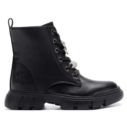 Botins LELLI KELLY Teresa negres amb sola chunky i detalls brillants per a nena - Querol online