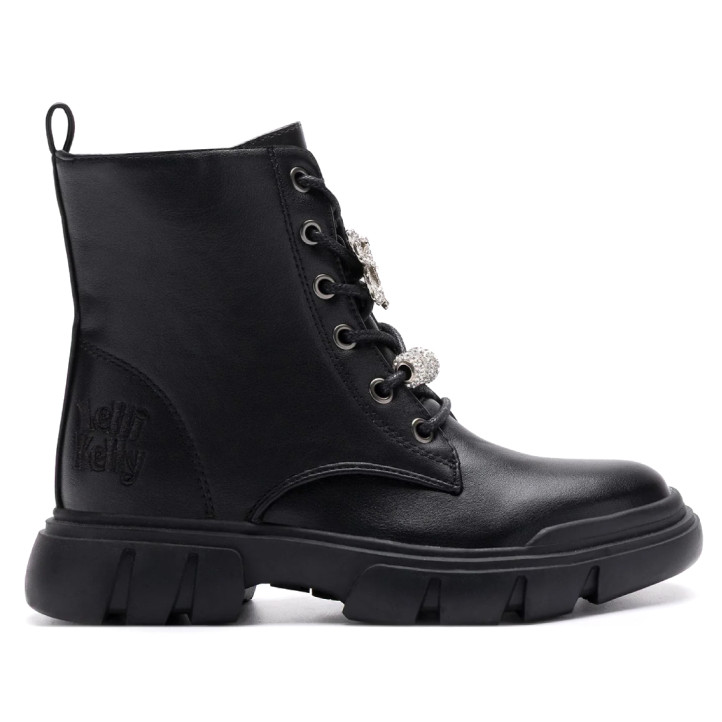 Botines LELLI KELLY Teresa negros con suela chunky y detalles brillantes para niña - Querol online
