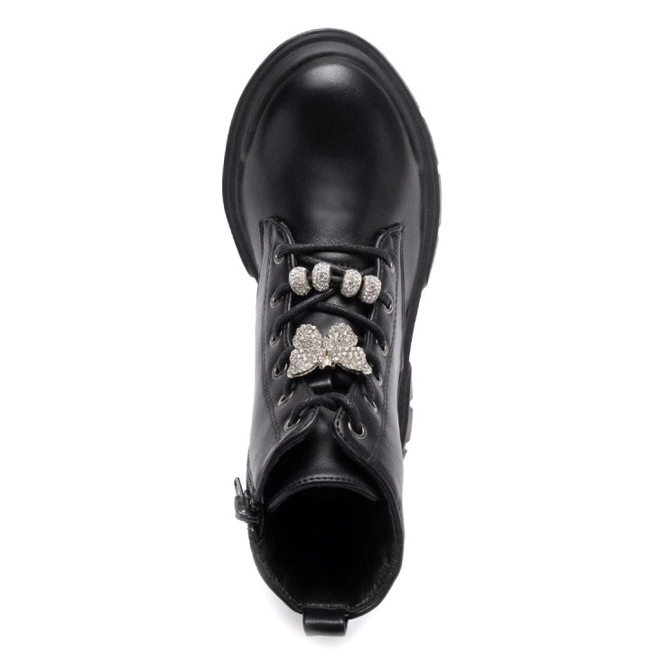 Botines LELLI KELLY Teresa negros con suela chunky y detalles brillantes para niña - Querol online