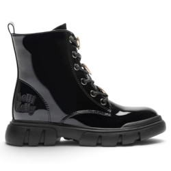 Botines LELLI KELLY Gemma de charol negro con corazones brillantes para niña - Querol online