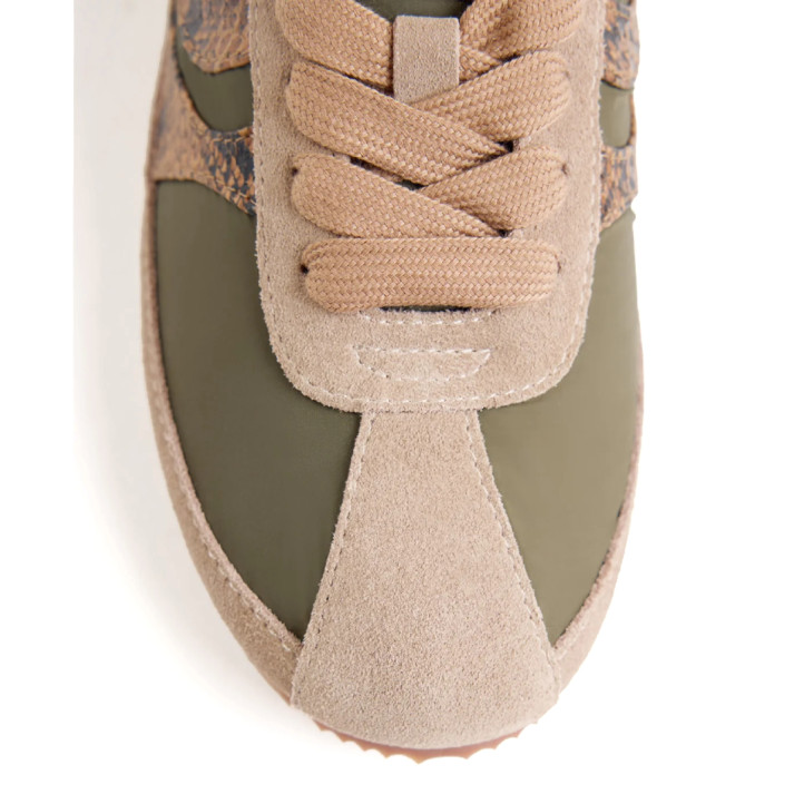 Zapatillas Gioseppo Kaki de serraje y nylon con cuña para mujer - Querol online