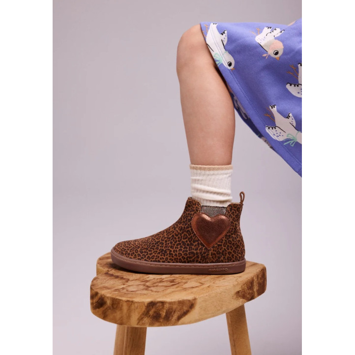 Botines Gioseppo barefoot Cokato de piel con estampado leopardo para niña - Querol online