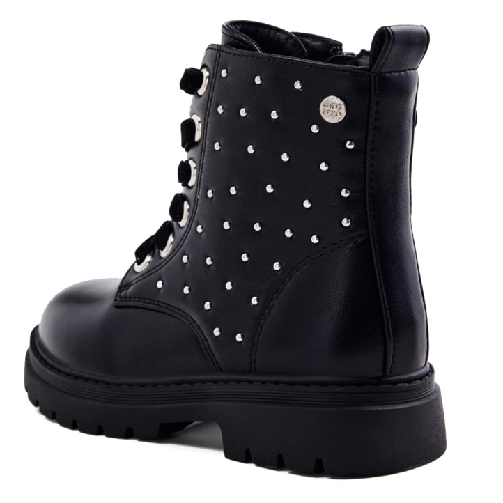 Botins Gioseppo negres amb tatxes i cordons de vellut per a nena - Querol online