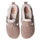 Zapatillas casa TONI PONS taupe de fieltro con hebilla y forro cálido - Querol online