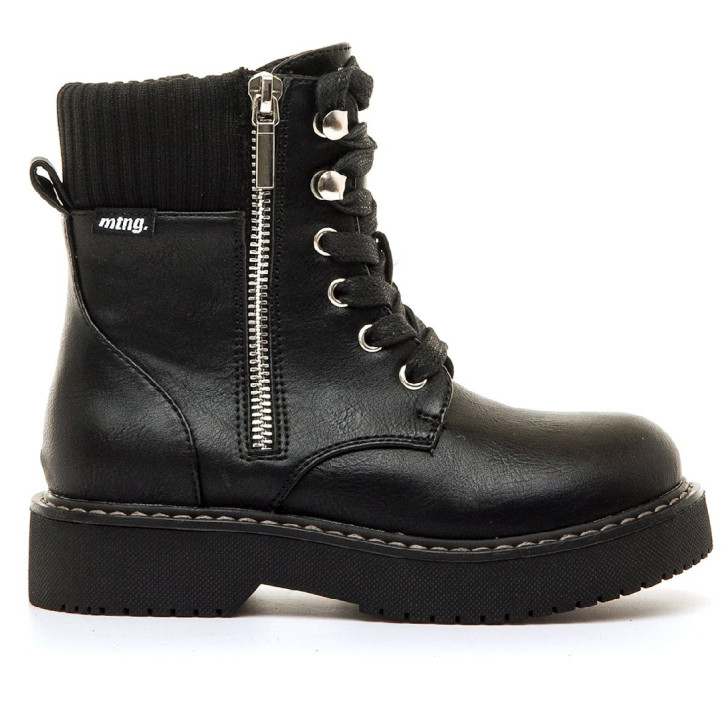 Botines Mustang militares Martin negros para niña con plataforma y cremalleras - Querol online