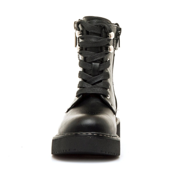 Botins Mustang militars Martin negres per a nena amb plataforma i cremalleres - Querol online