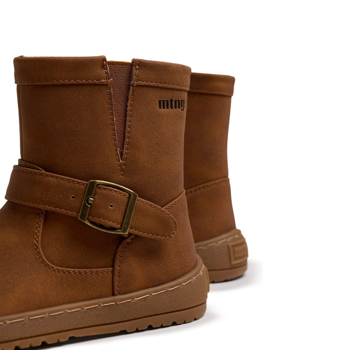 Botines Mustang barefoot Free Alaska marrones para niña con hebilla y cremallera - Querol online