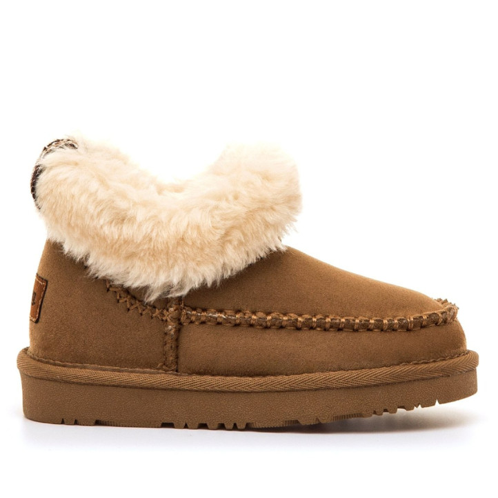 Botins Mustang Sky marrons per a nena amb pèl i acabat repel·lent a l'aigua - Querol online