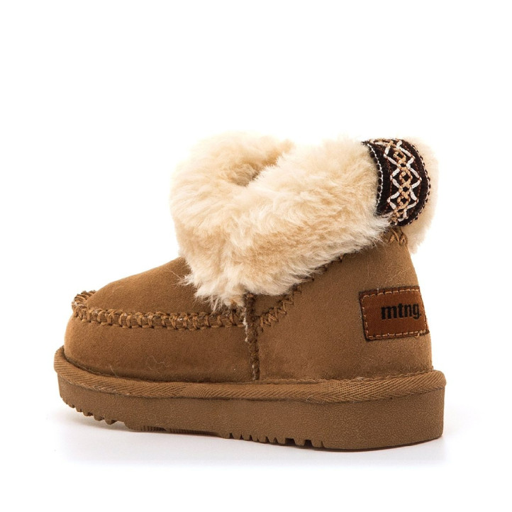 Botines Mustang Sky marrones para niña con pelo y acabado repelente al agua - Querol online