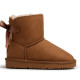 Botines Mustang australianas Sky marrones para niña con pelo interior y lazo trasero - Querol online