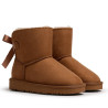 Botines Mustang australianas Sky marrones para niña con pelo interior y lazo trasero
