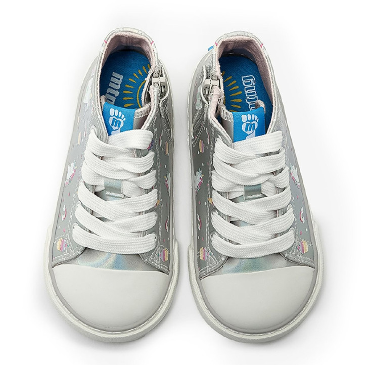 Sabatilles altes Mustang barefoot Free Lights plata per a nena amb unicorns i llums - Querol online