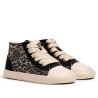 Zapatillas altas Mustang barefoot Free Emi negras para niña con animal print metalizado