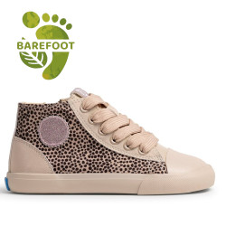Zapatillas altas Mustang barefoot Free beige para niña con animal print - Querol online