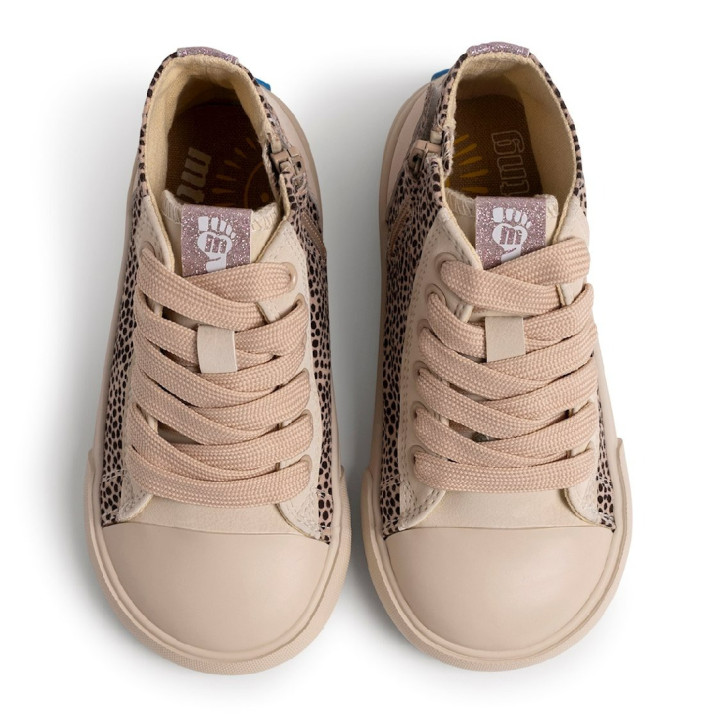 Zapatillas altas Mustang barefoot Free beige para niña con animal print - Querol online
