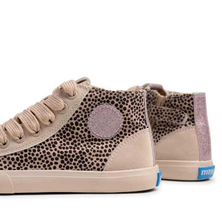 Zapatillas altas Mustang barefoot Free beige para niña con animal print - Querol online