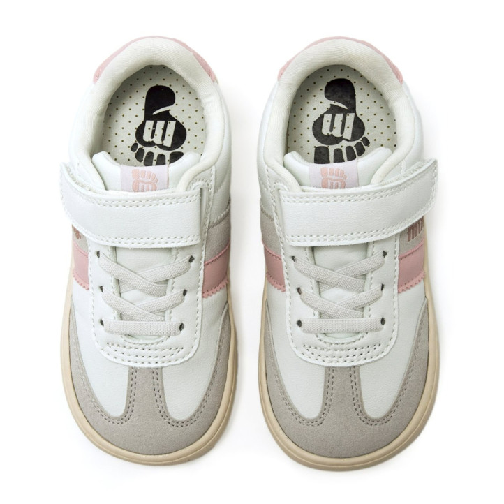 Sabatilles Mustang barefoot Free blanques i roses per a nena amb velcro - Querol online