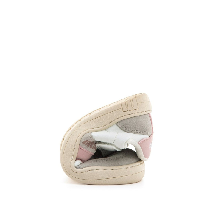 Zapatillas Mustang barefoot Free blancas y rosas para niña con velcro - Querol online