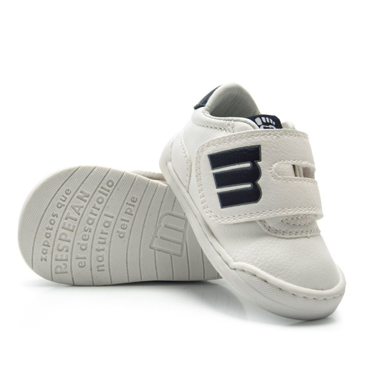 Zapatillas Mustang barefoot Free Baby blancas para niño con velcro - Querol online