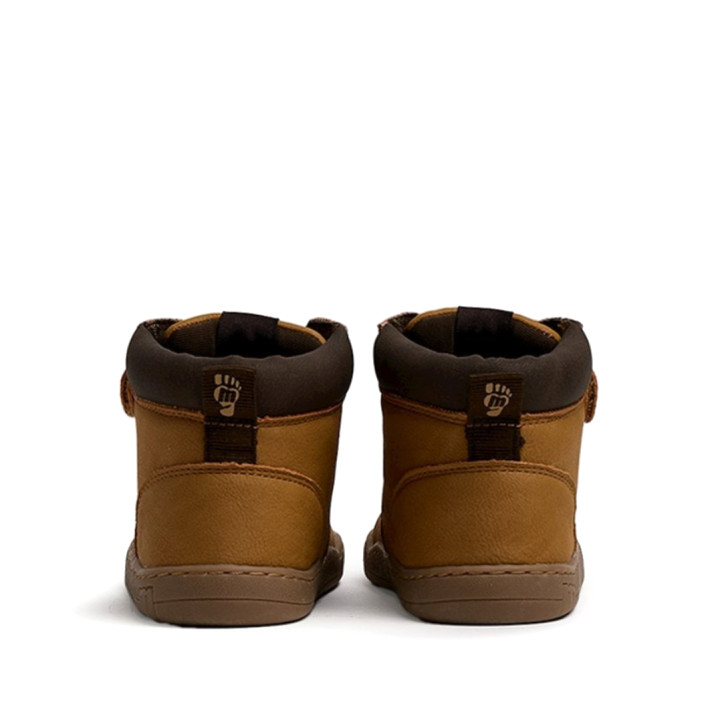 Botines Mustang barefoot Free de niño marrones con velcro y cordones elásticos - Querol online