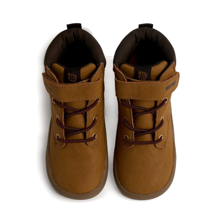 Botines Mustang barefoot Free de niño marrones con velcro y cordones elásticos - Querol online