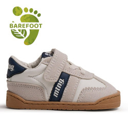Sabatilles Mustang barefoot Free de nen blanques i beix amb detalls blau marí - Querol online