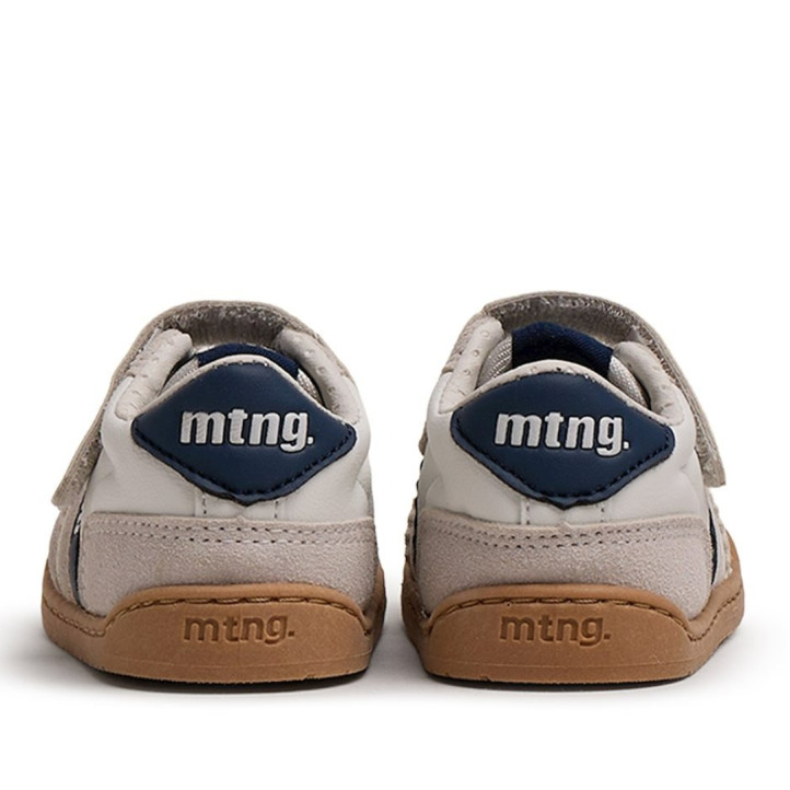 Zapatillas Mustang barefoot Free de niño blancas y beige con detalles azul marino - Querol online