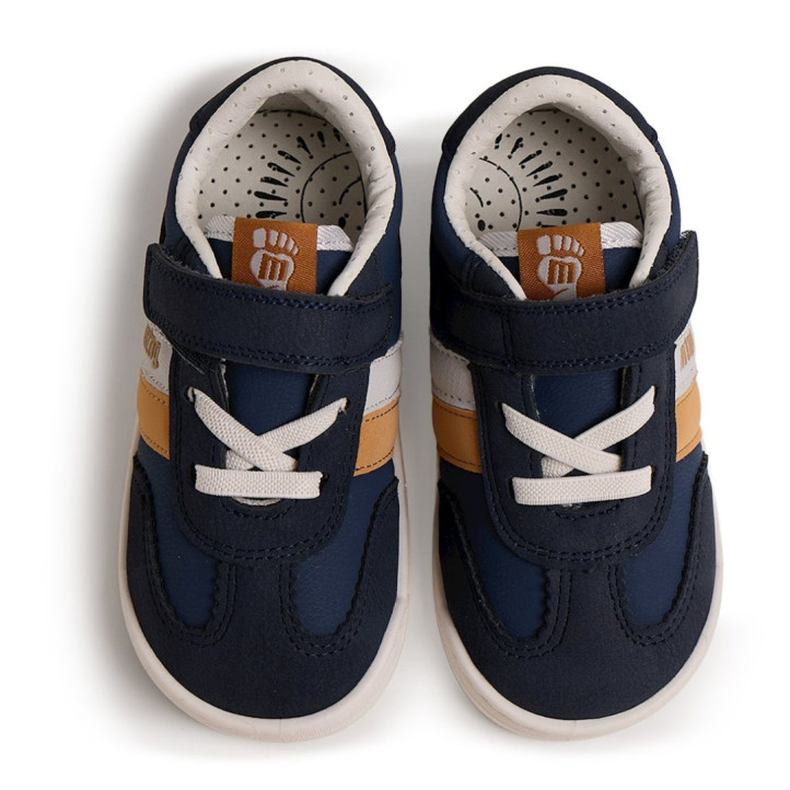 Sabatilles Mustang barefoot Free de nen blau marí amb detalls beix i camel - Querol online
