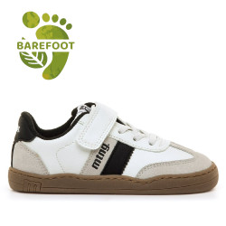 Zapatillas Mustang barefoot Free de niño blancas con detalles negros y suela marrón - Querol online