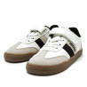 Zapatillas Mustang barefoot Free de niño blancas con detalles negros y suela marrón