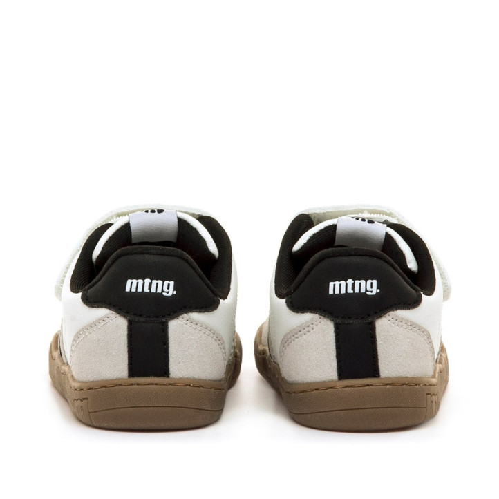 Zapatillas Mustang barefoot Free de niño blancas con detalles negros y suela marrón - Querol online