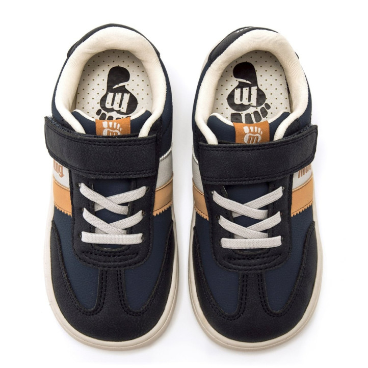 Zapatillas Mustang barefoot Free de niño azul marino con detalles camel - Querol online