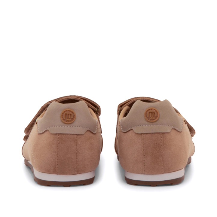 Zapatillas Mustang mercedita de mujer beige de ante con doble velcro - Querol online