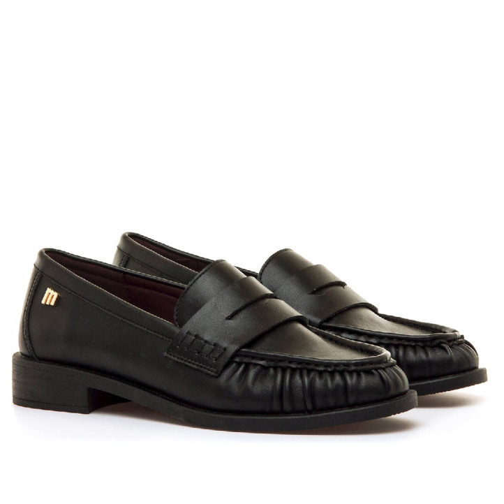 Mocasín Mustang Varela de mujer negros con tacón bajo - Querol online