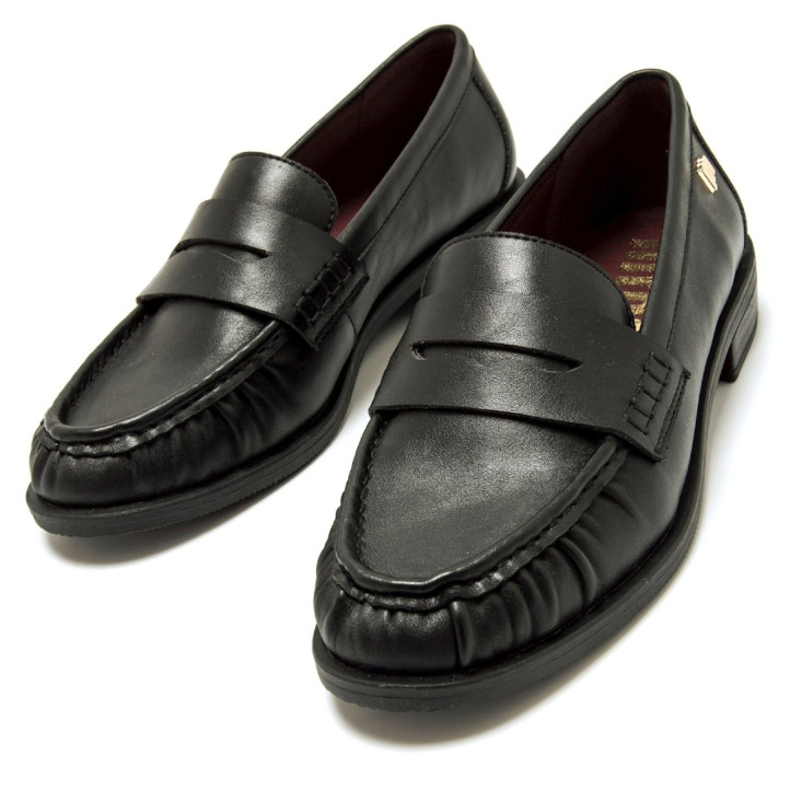 Mocasín Mustang Varela de mujer negros con tacón bajo - Querol online