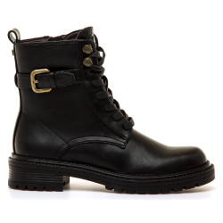 Botins Mustang de dona negres estil militar amb sivella - Querol online