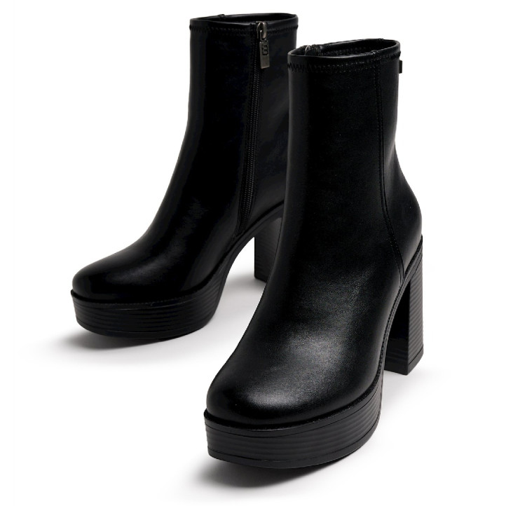 Botins de taló Mustang New 67 de dona negres amb taló alt i plataforma - Querol online