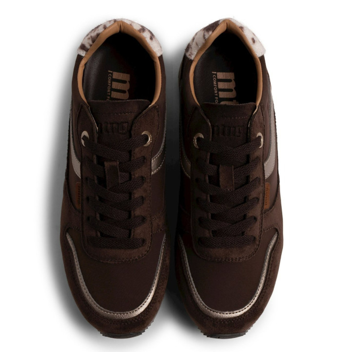 Zapatillas Mustang Marei de mujer marrones con detalles metalizados y animal print - Querol online