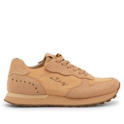 Zapatillas Mustang Kaia de mujer marrón taupe con flecos y detalles dorados - Querol online